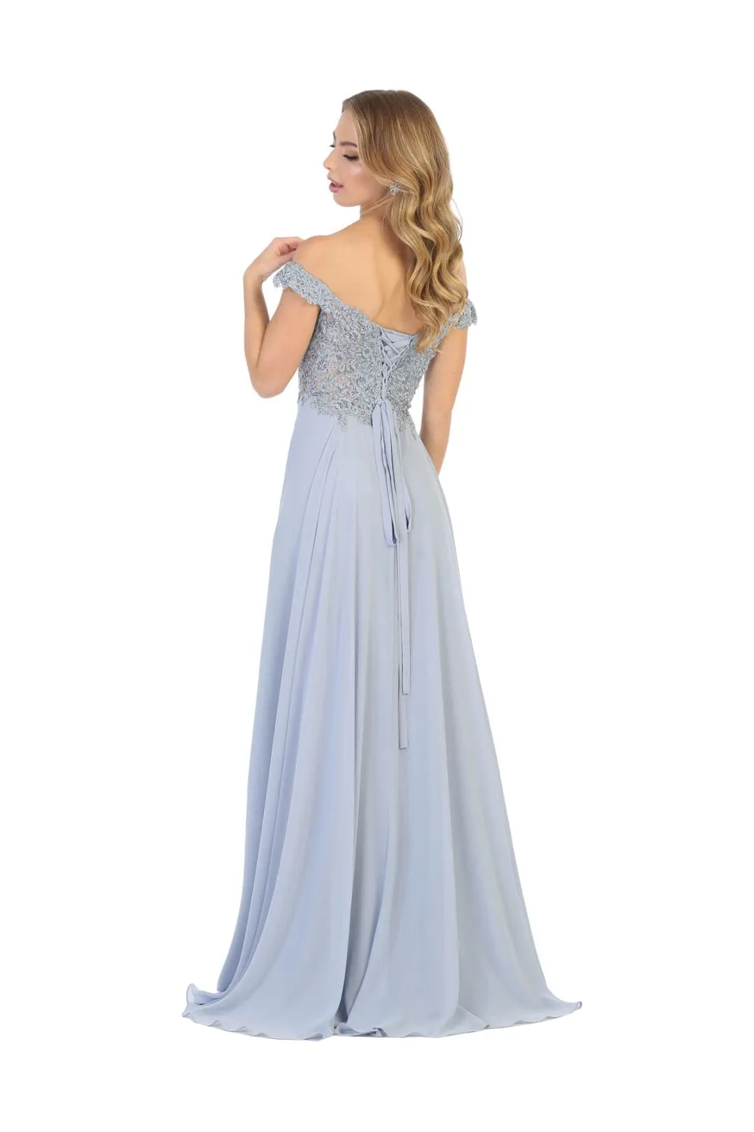 May Queen MQ1602 Long Off The Shoulder Evening Dress