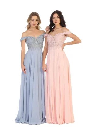 May Queen MQ1602 Long Off The Shoulder Evening Dress