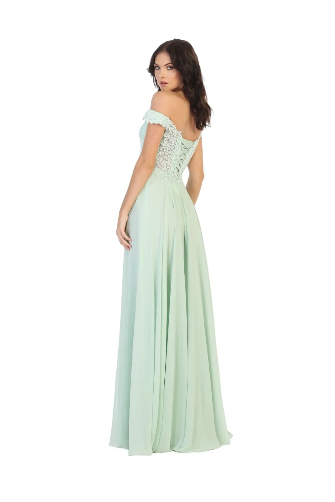 May Queen MQ1602 Long Off The Shoulder Evening Dress