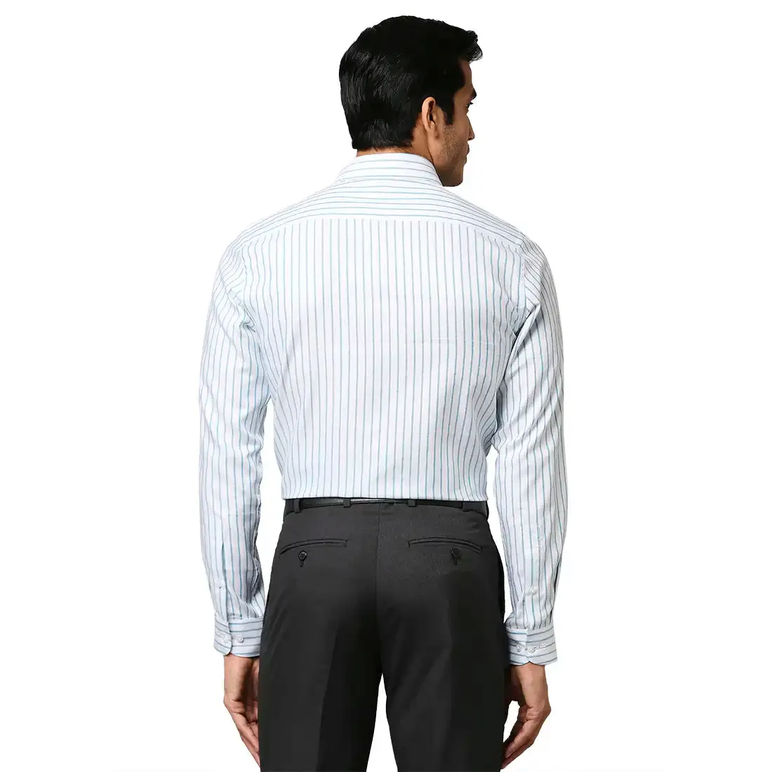 Men Petrol Contemporary Fit Stripe Cotton Shirts