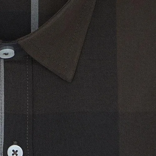 Men's 100% Cotton Big Checkered Full Sleeves Shirt (Brown)