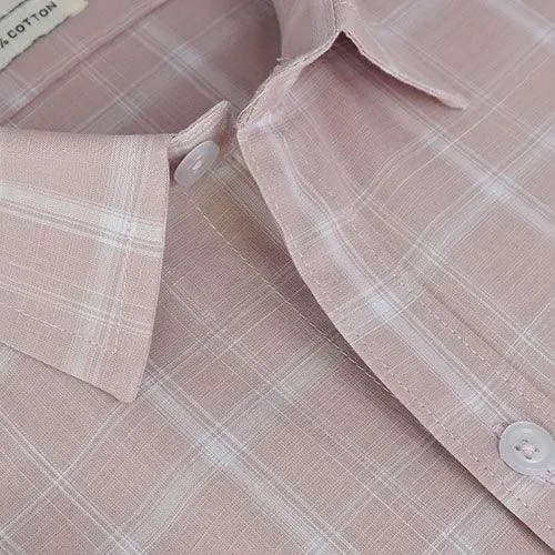 Men's 100% Cotton Plaid Checkered Half Sleeves Shirt (Rust)