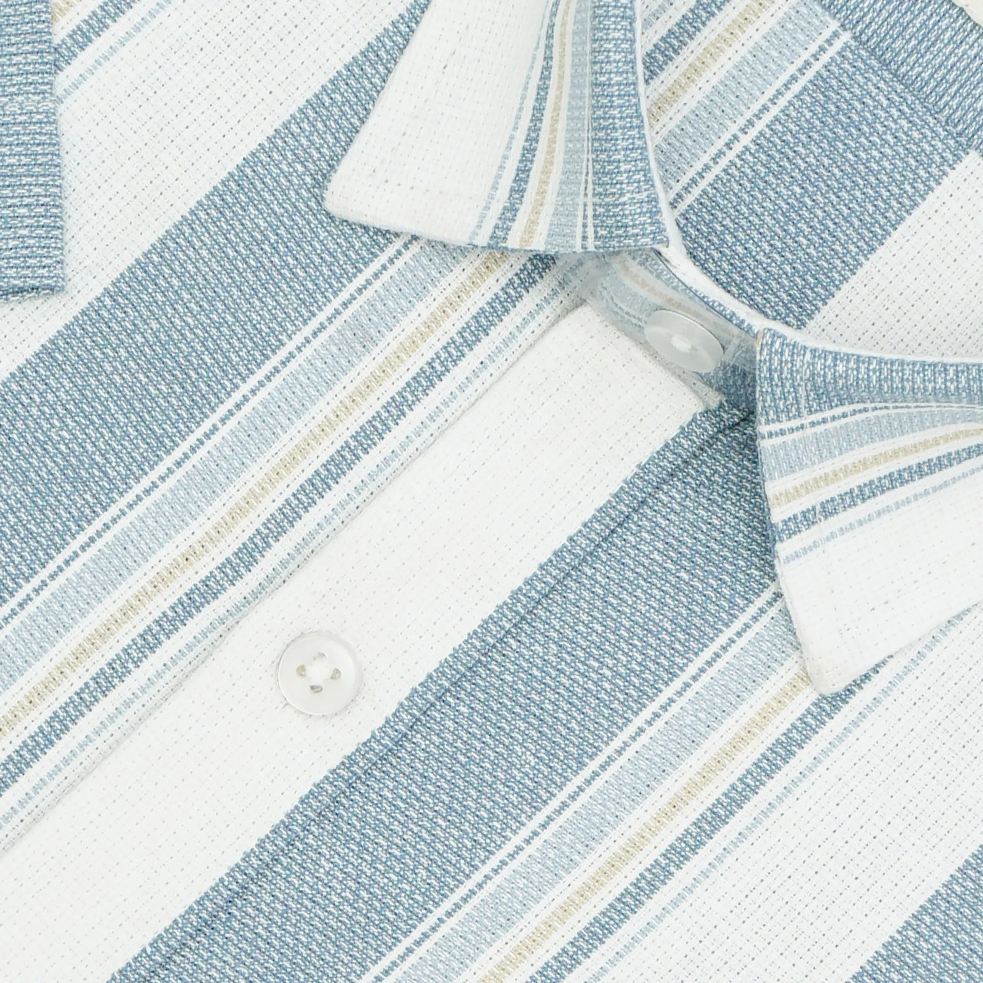 Men's 100% Cotton Striped Half Sleeves Shirt (Gold)