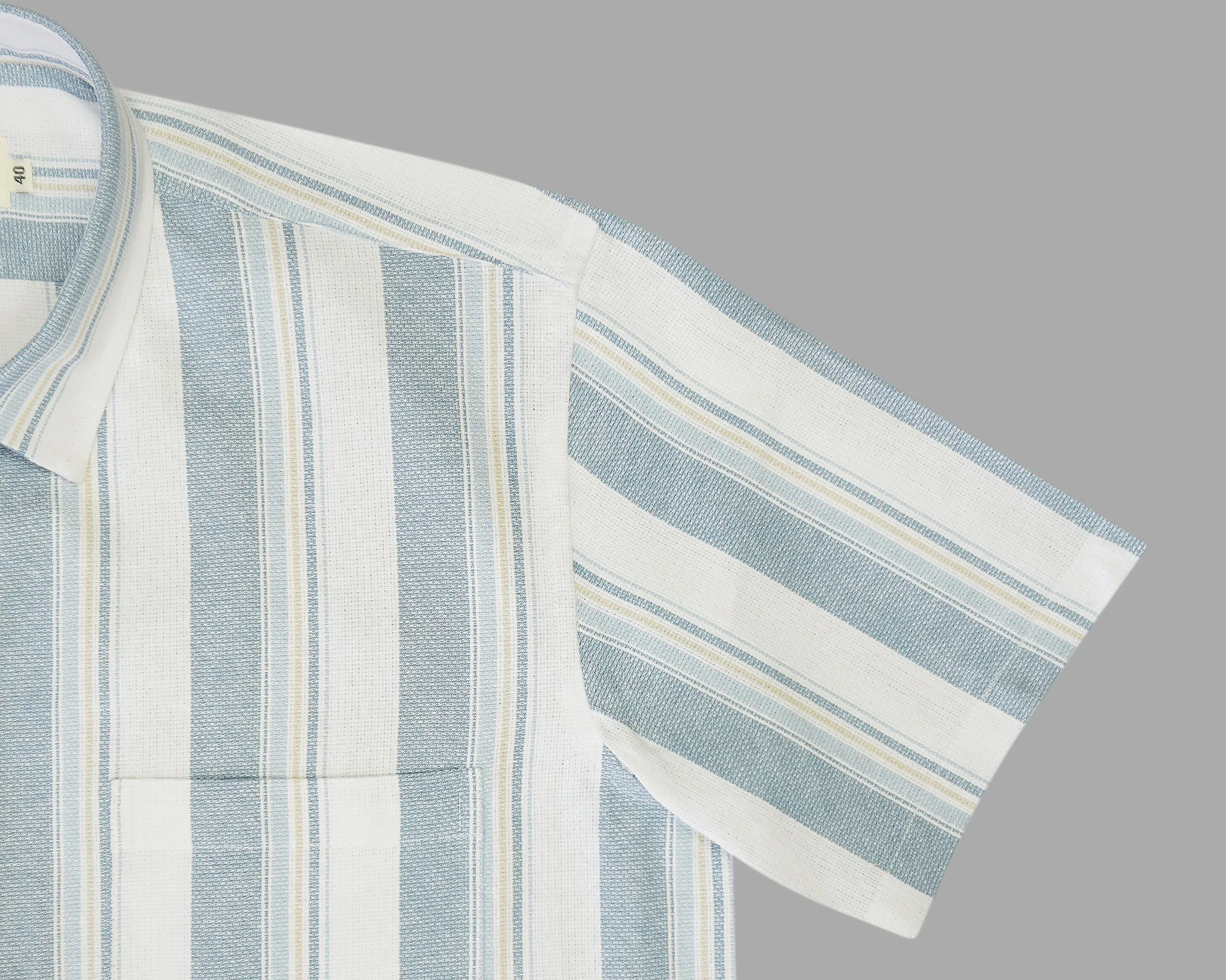 Men's 100% Cotton Striped Half Sleeves Shirt (Gold)