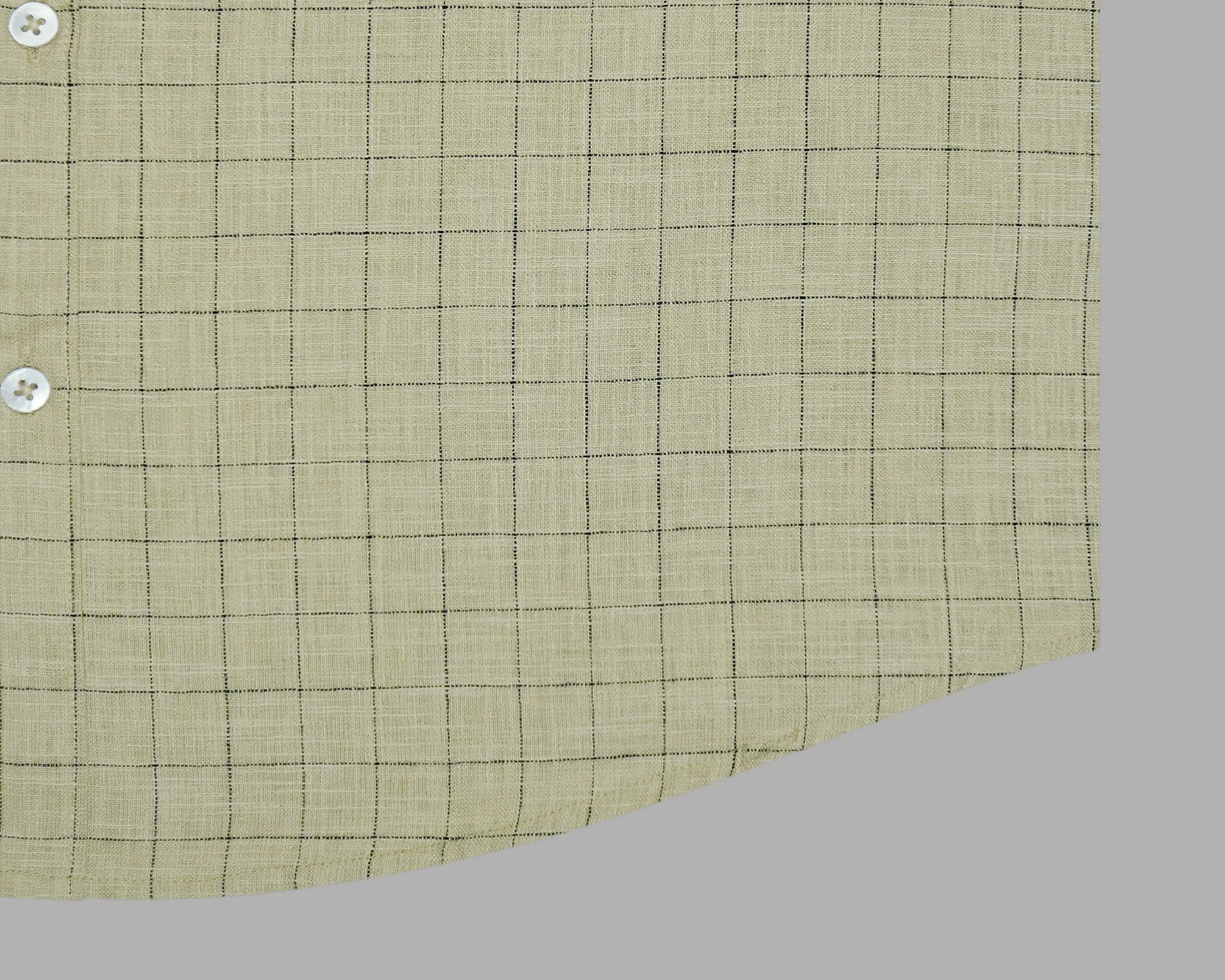 Men's Cotton Linen Checkered Half Sleeves Shirt (Khaki)