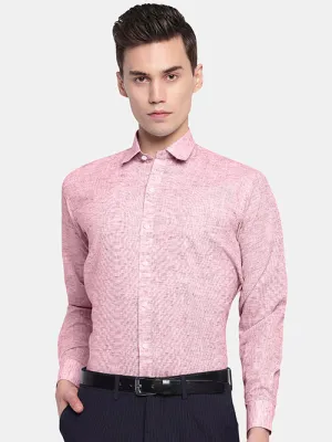 Men's Cotton Linen Plain Solid Full Sleeves Shirt (Red)