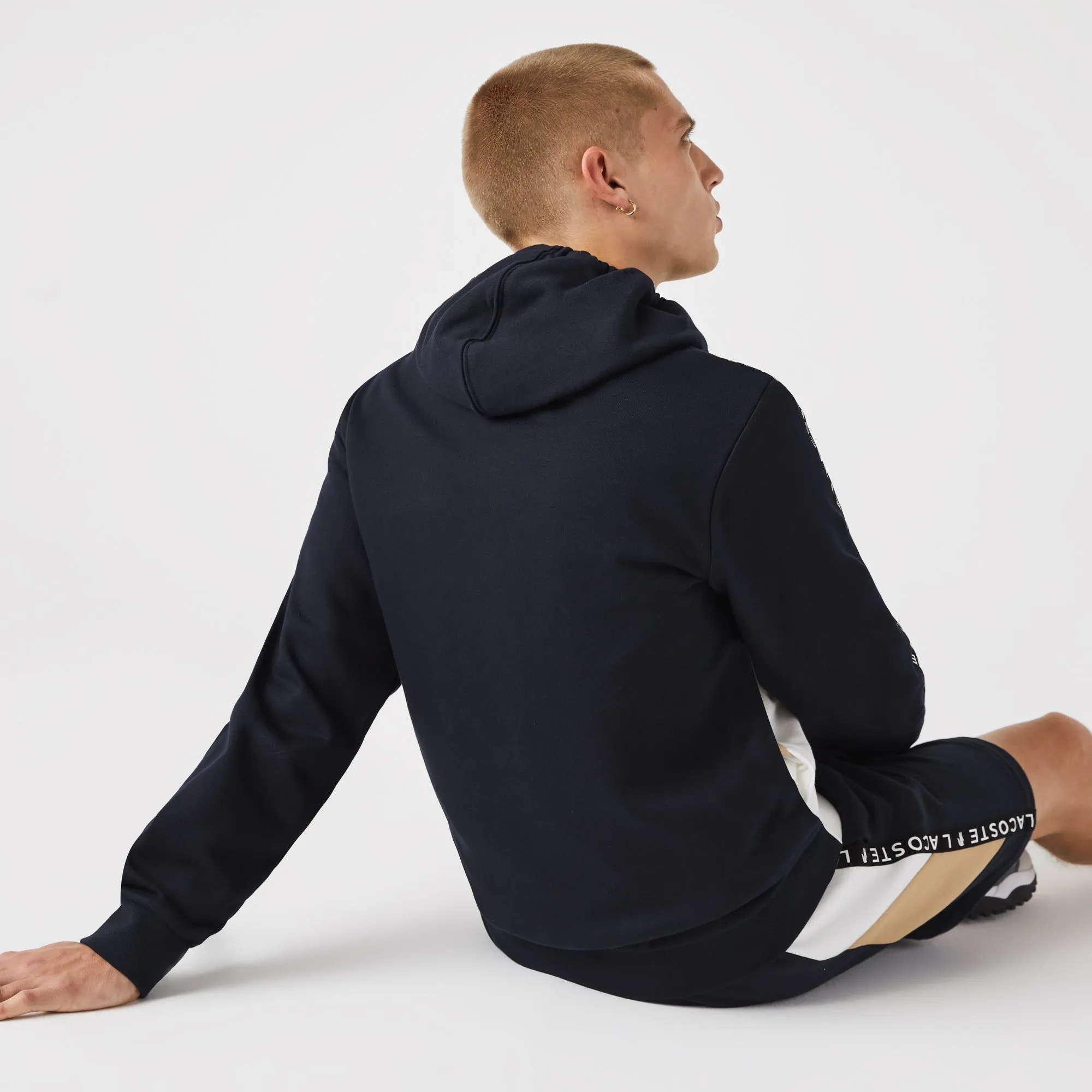 Men’S Hooded Colorblock Lettered Fleece Zip Sweatshirt - Sh6905