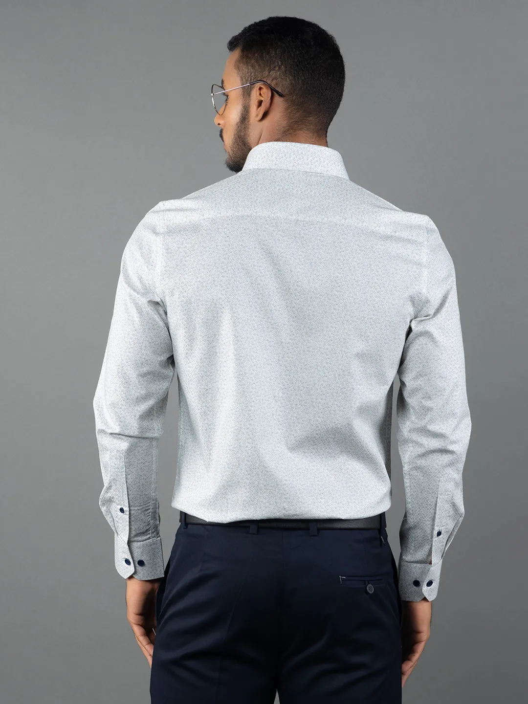 Men's Regular Fit Floral White Formal Shirt