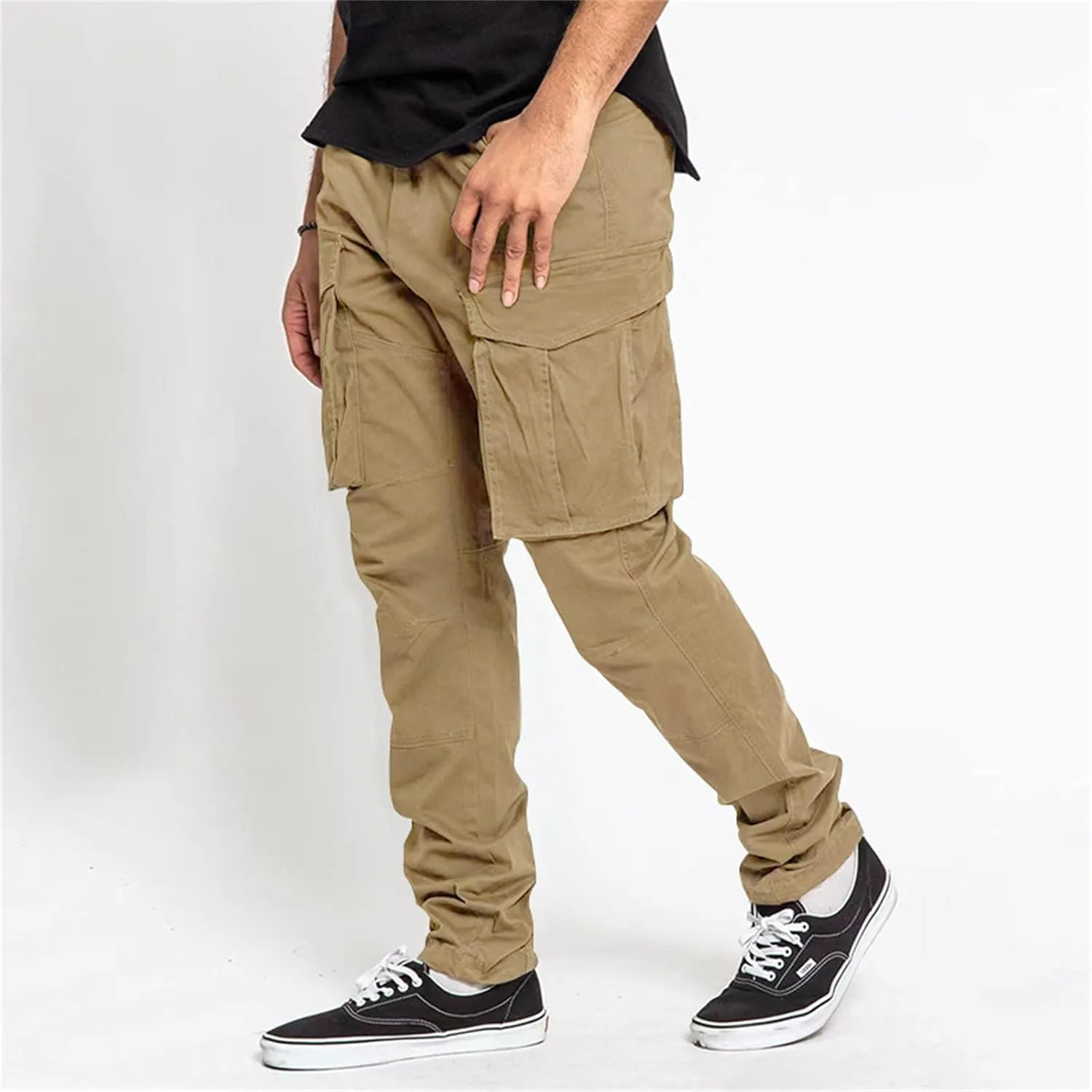 Mens Sweatpants Joggers Pants Man Drawstring Colorblock Patchwork Cargo Pants Loose Fit Drawstring Sweatpants Street
