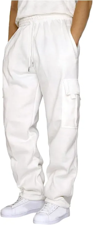Mens Sweatpants Joggers Pants Man Sweat Pants for Men Straight Leg Lounge Fleece Cotton Pants with Pockets Men Cargo