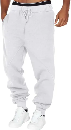 Mens Sweatpants with Pockets Big and Tall Athletic Drawstring Cargo Pants Hiking Outdoor Twill Track Jogging Sweatpants