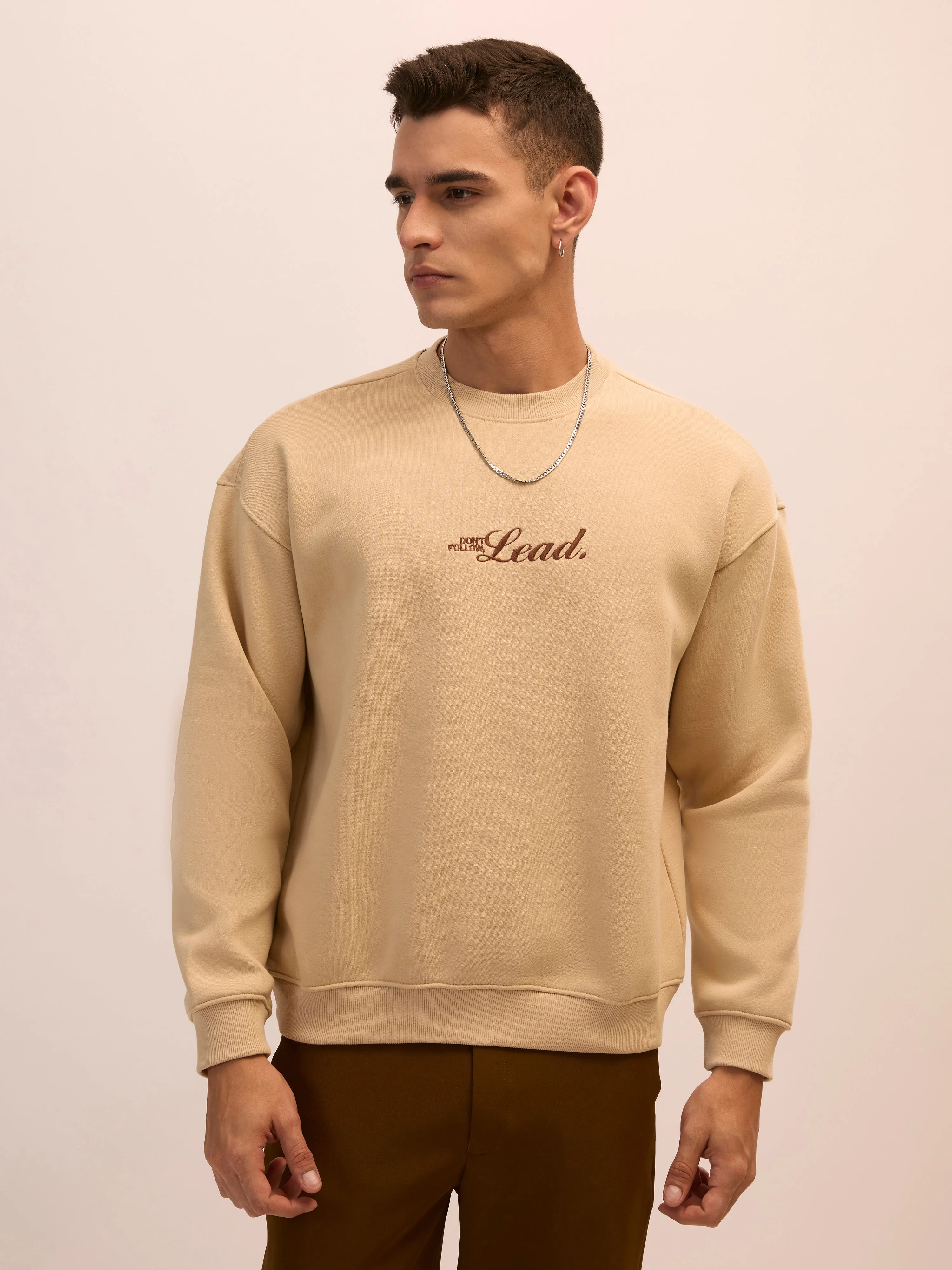 Nagant - Full Sleeve Fleeced Sweater Tee - Camel Beige