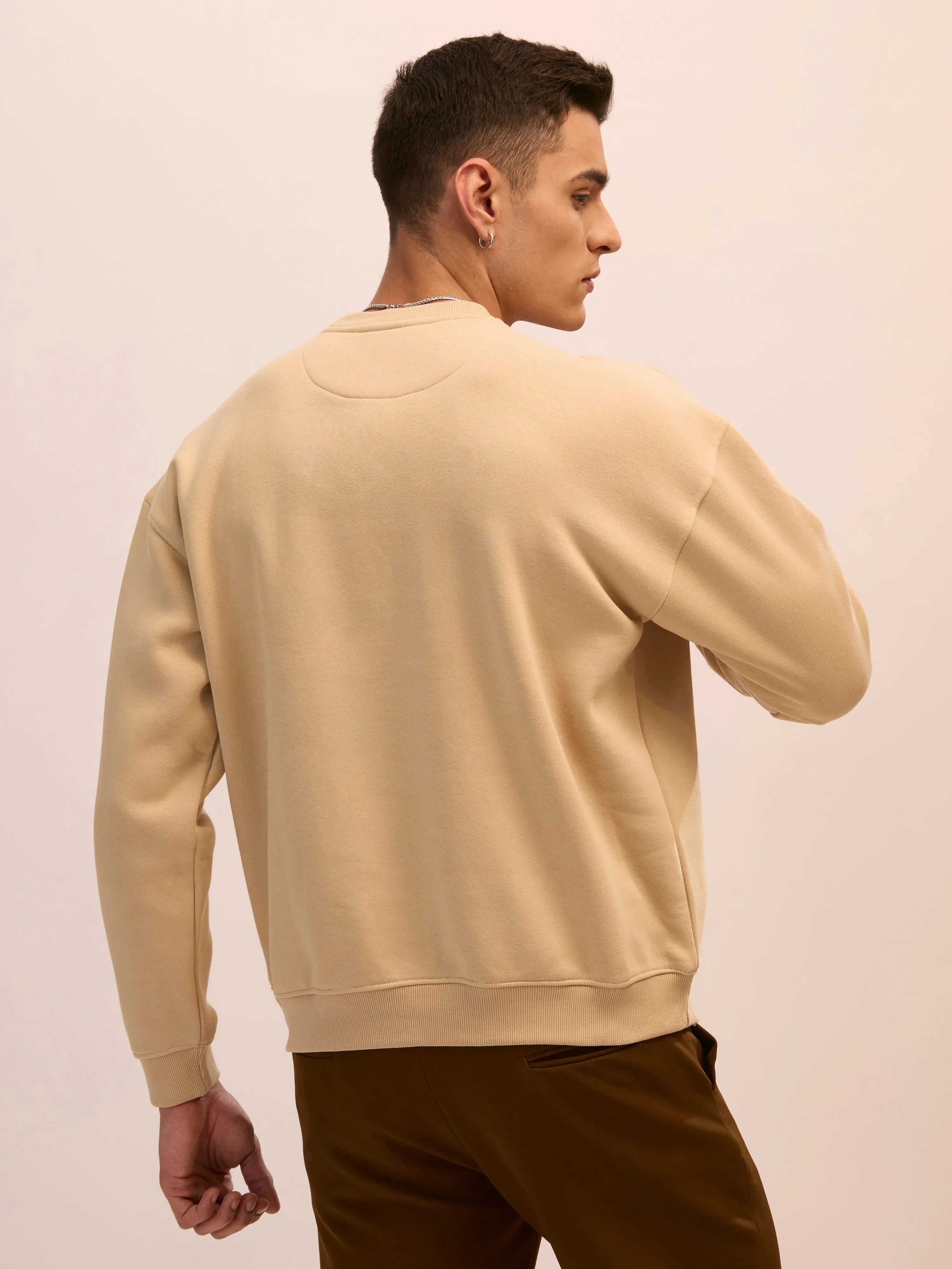 Nagant - Full Sleeve Fleeced Sweater Tee - Camel Beige