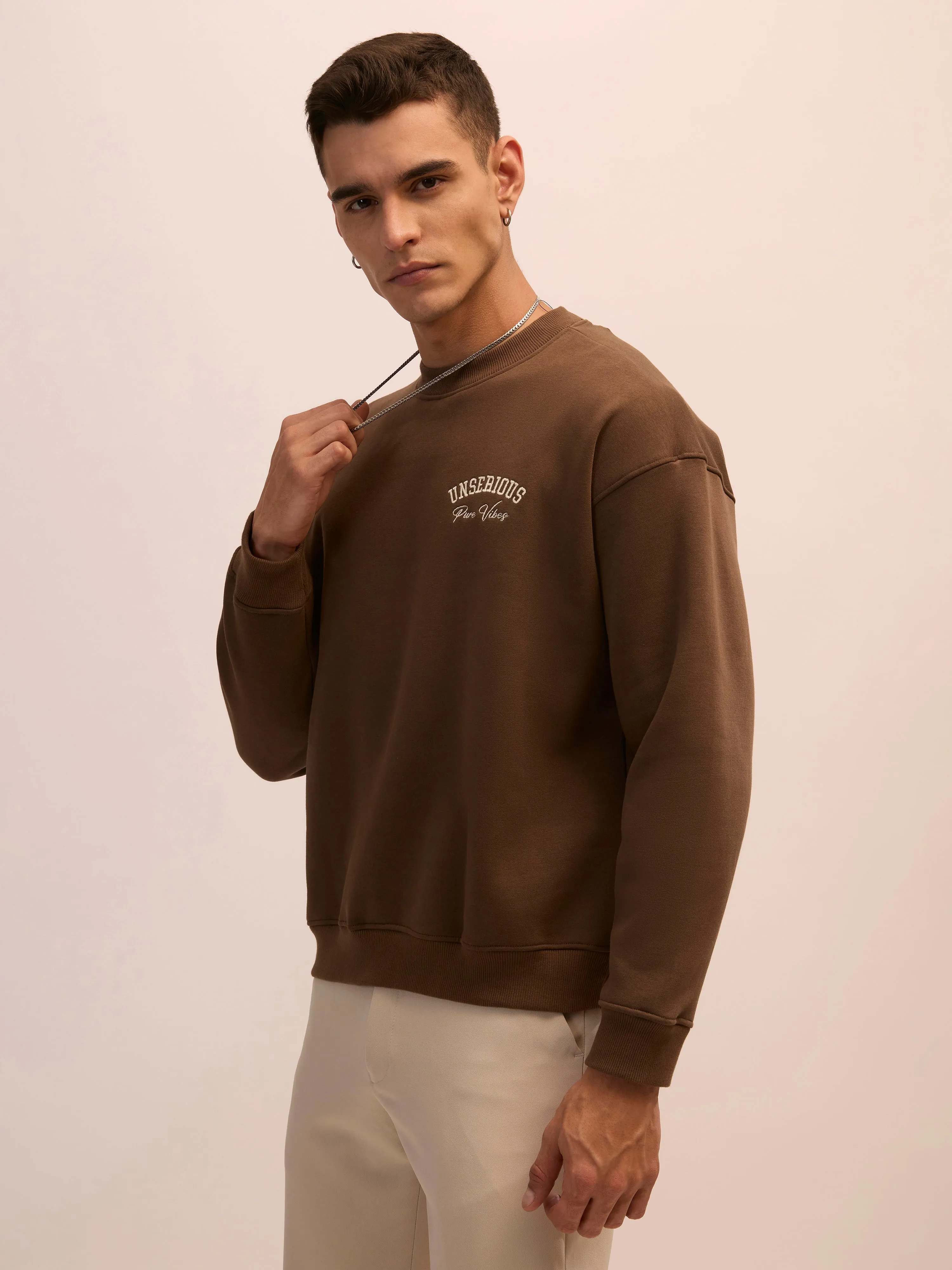 Nagant - Full Sleeve Fleeced Sweater Tee - Chocolate