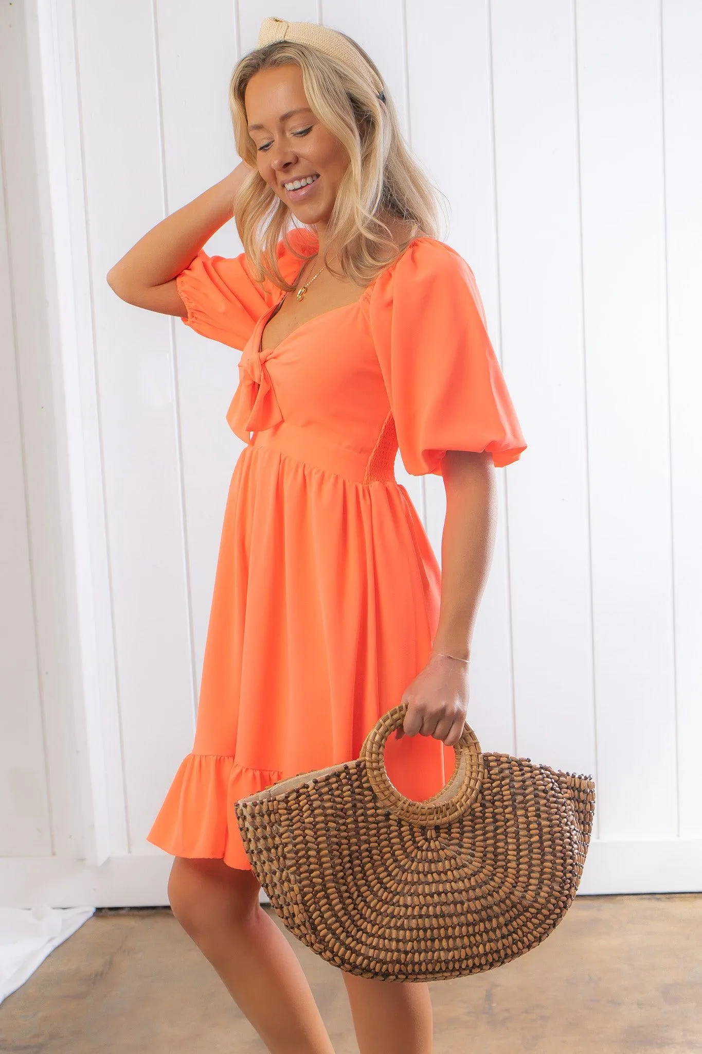 Nour Orange Creamsicle Mini Dress