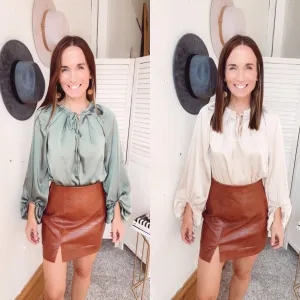 Out for Brunch Satin Blouse