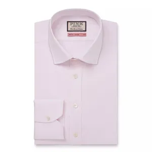 Pale Pink Slim Fit Fine Herringbone Dress Shirt