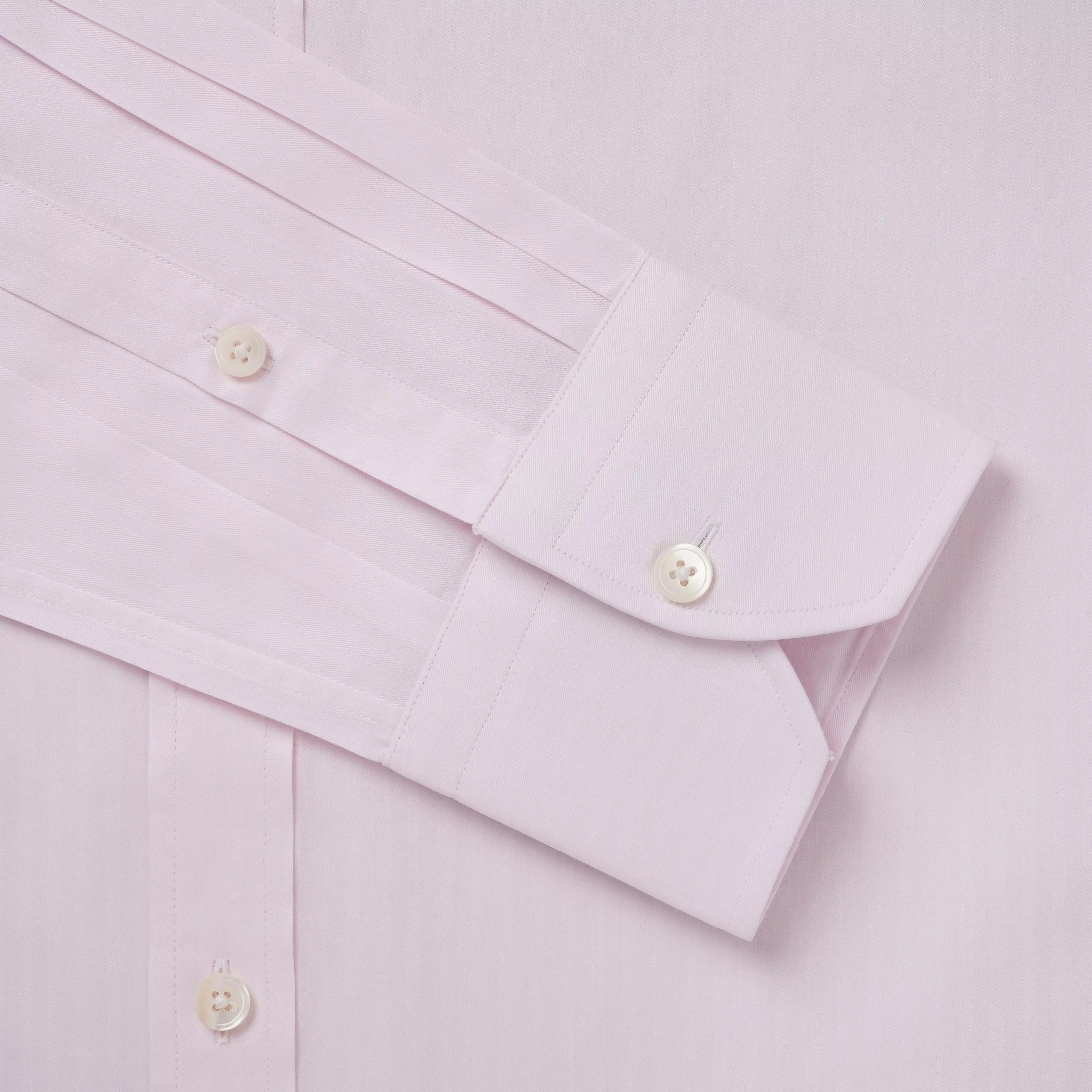 Pale Pink Slim Fit Fine Herringbone Dress Shirt