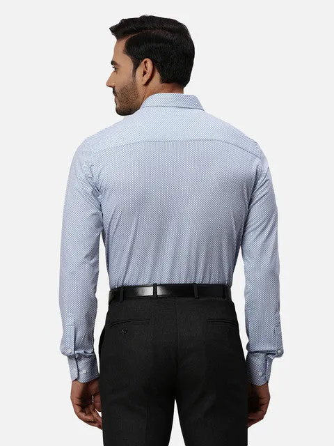 Park Avenue Men Blue Printed Slim Fit Cotton Blend Formal Shirts
