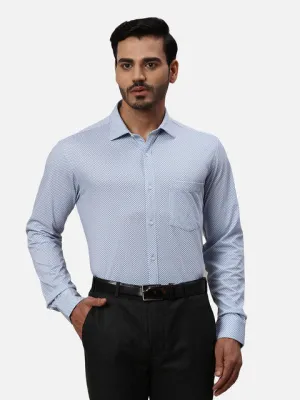 Park Avenue Men Blue Printed Slim Fit Cotton Blend Formal Shirts