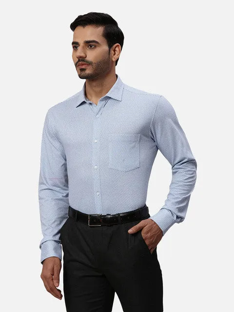 Park Avenue Men Blue Printed Slim Fit Cotton Blend Formal Shirts
