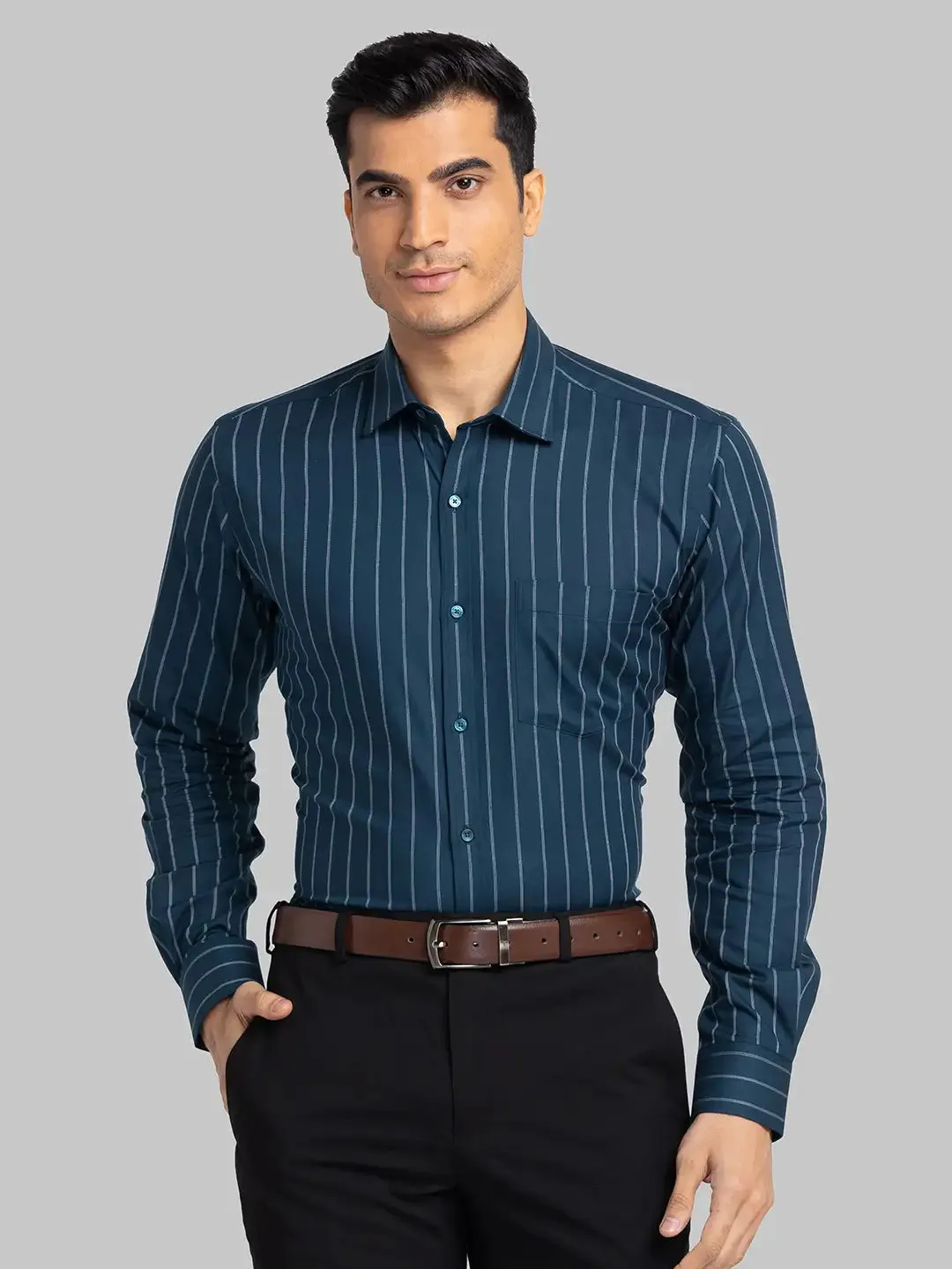 Park Avenue Men Blue Slim Fit Cotton Shirts