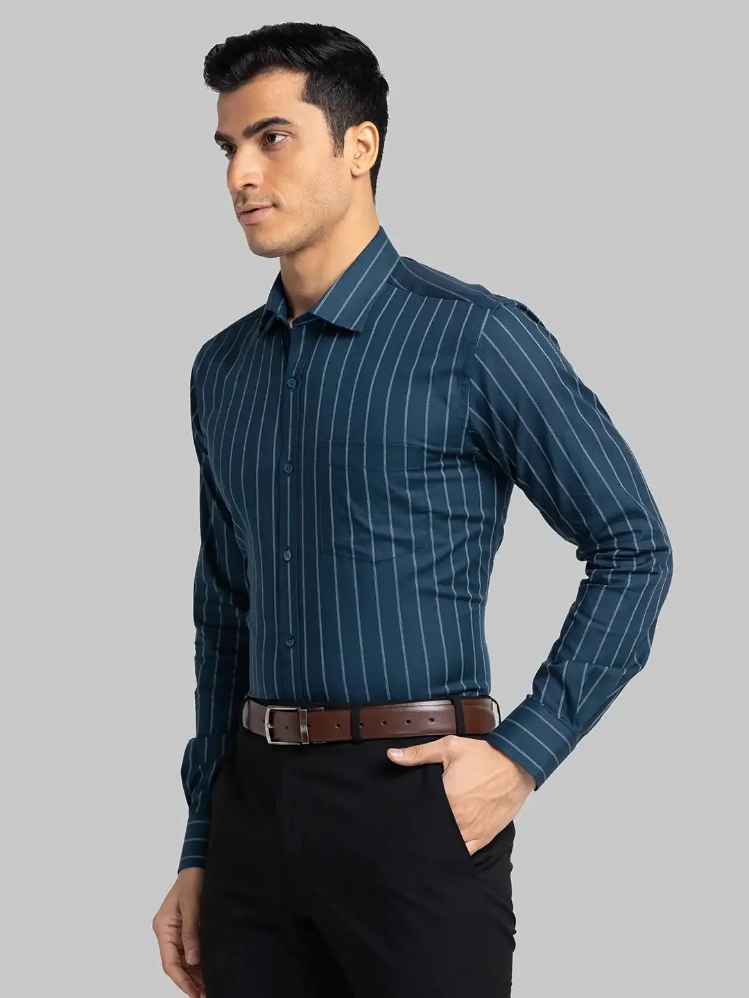 Park Avenue Men Blue Slim Fit Cotton Shirts