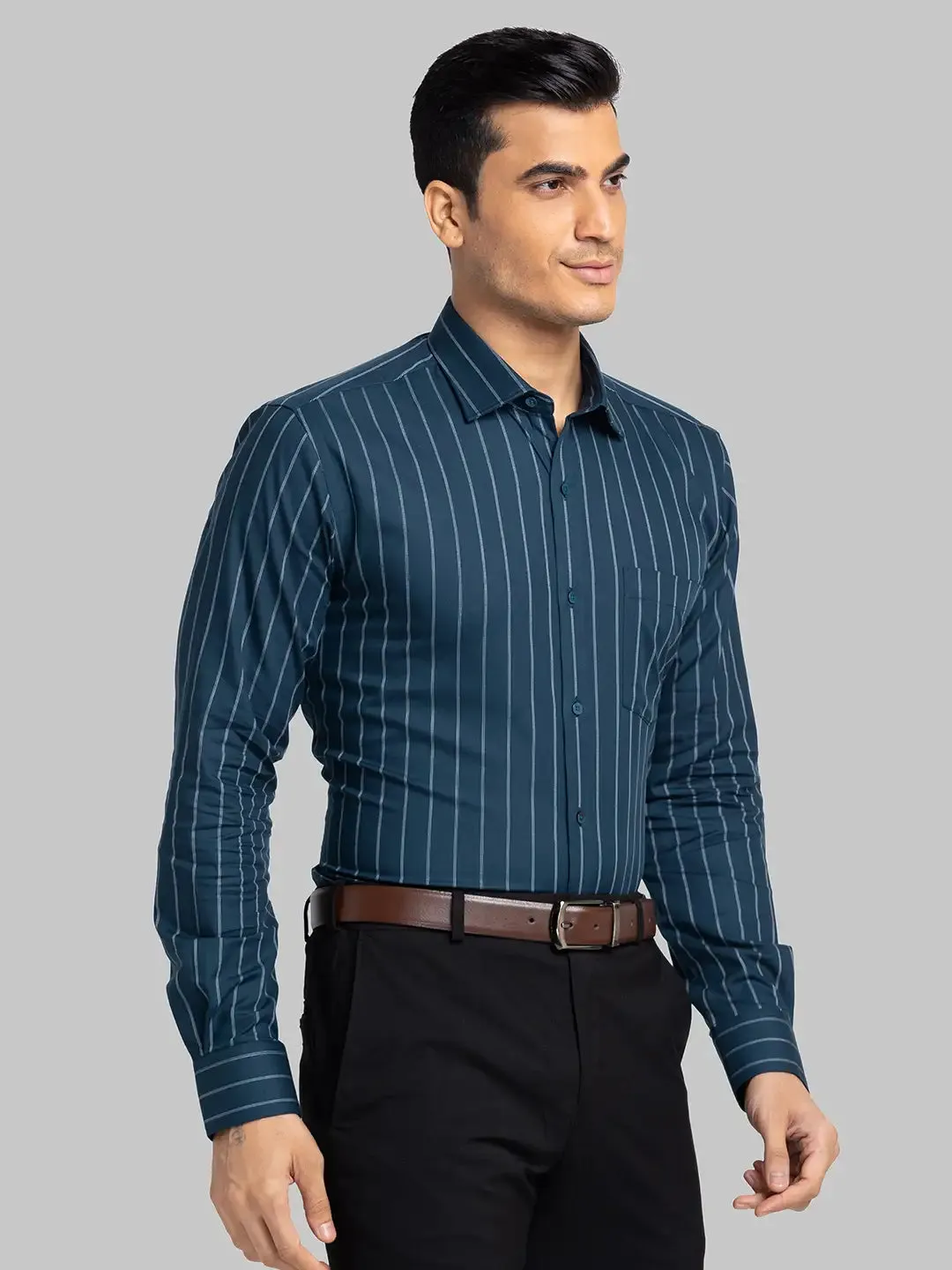 Park Avenue Men Blue Slim Fit Cotton Shirts