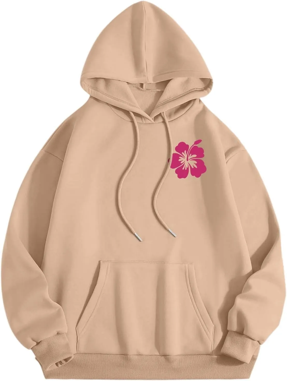 Pink Puff Hoodie For Women Oversized Summer Waves Chill Enjoy Letter Graphic Comfort Sweatshirts