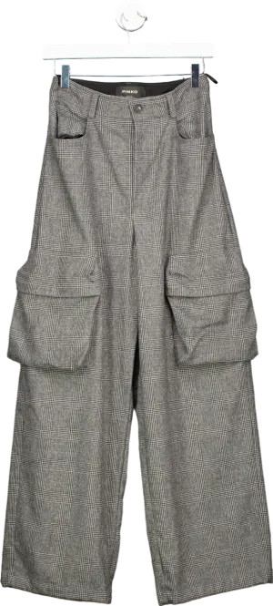 Pinko Grey Rhydon Pantalone Flanella Disegno Galles Trousers UK 6