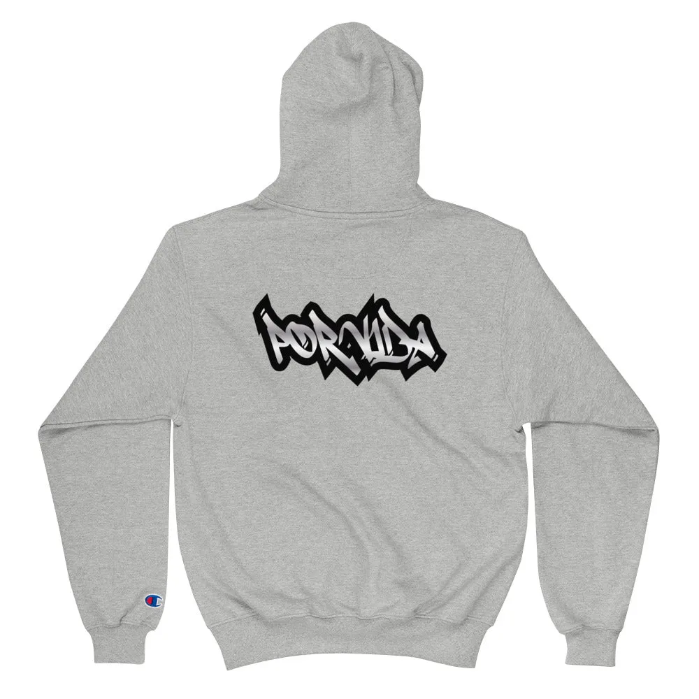 POR VIDA EAST LA Black & Silver Champion Hoodie