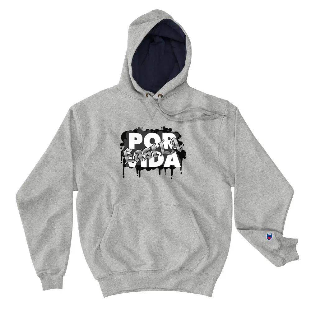 POR VIDA EAST LA Black & Silver Champion Hoodie