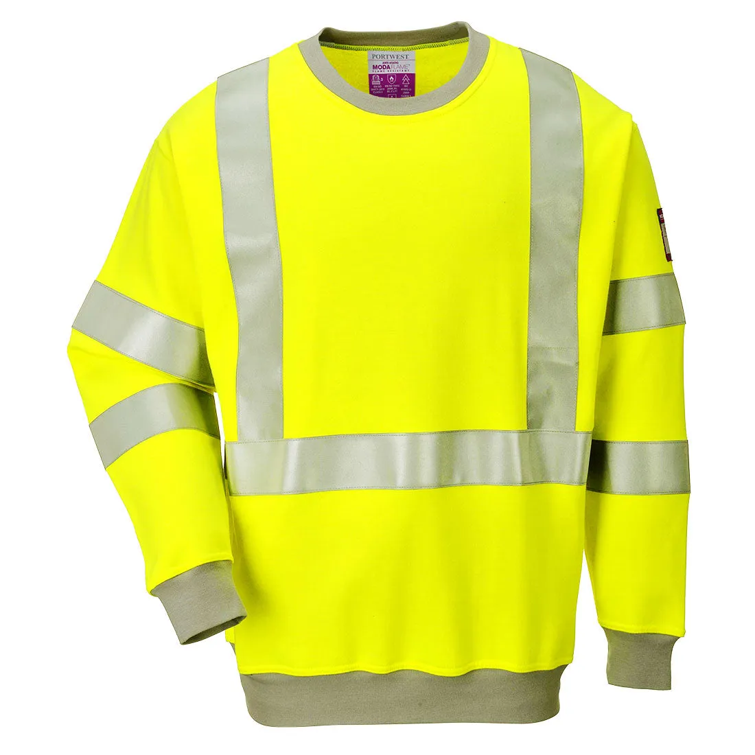 Portwest FR72 Flame Resistant Anti-Static Hi Vis Sweatshirt