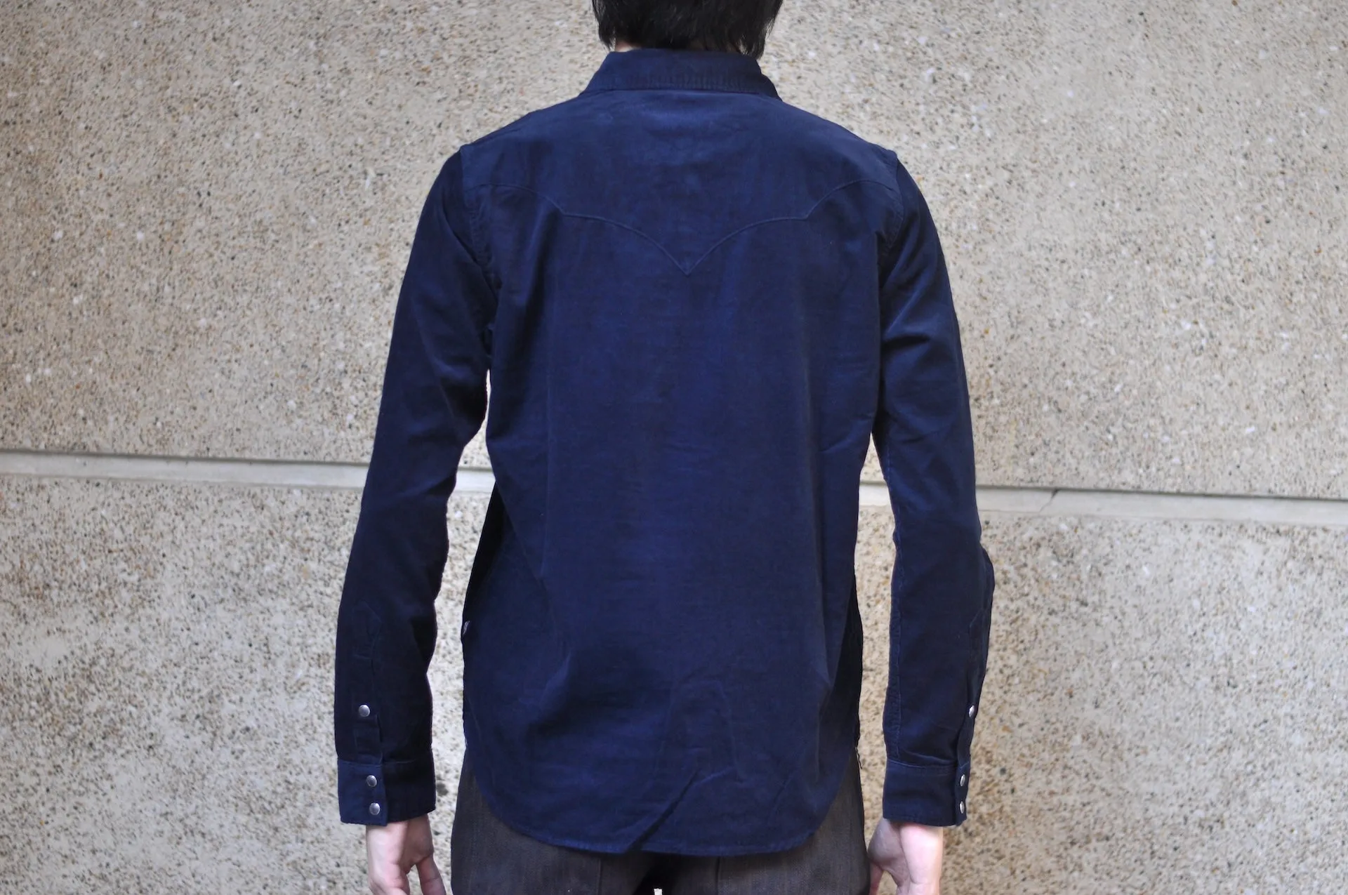 Pure Blue Japan 8oz "Silky-Smooth" Corduroy Western Shirt (Navy)