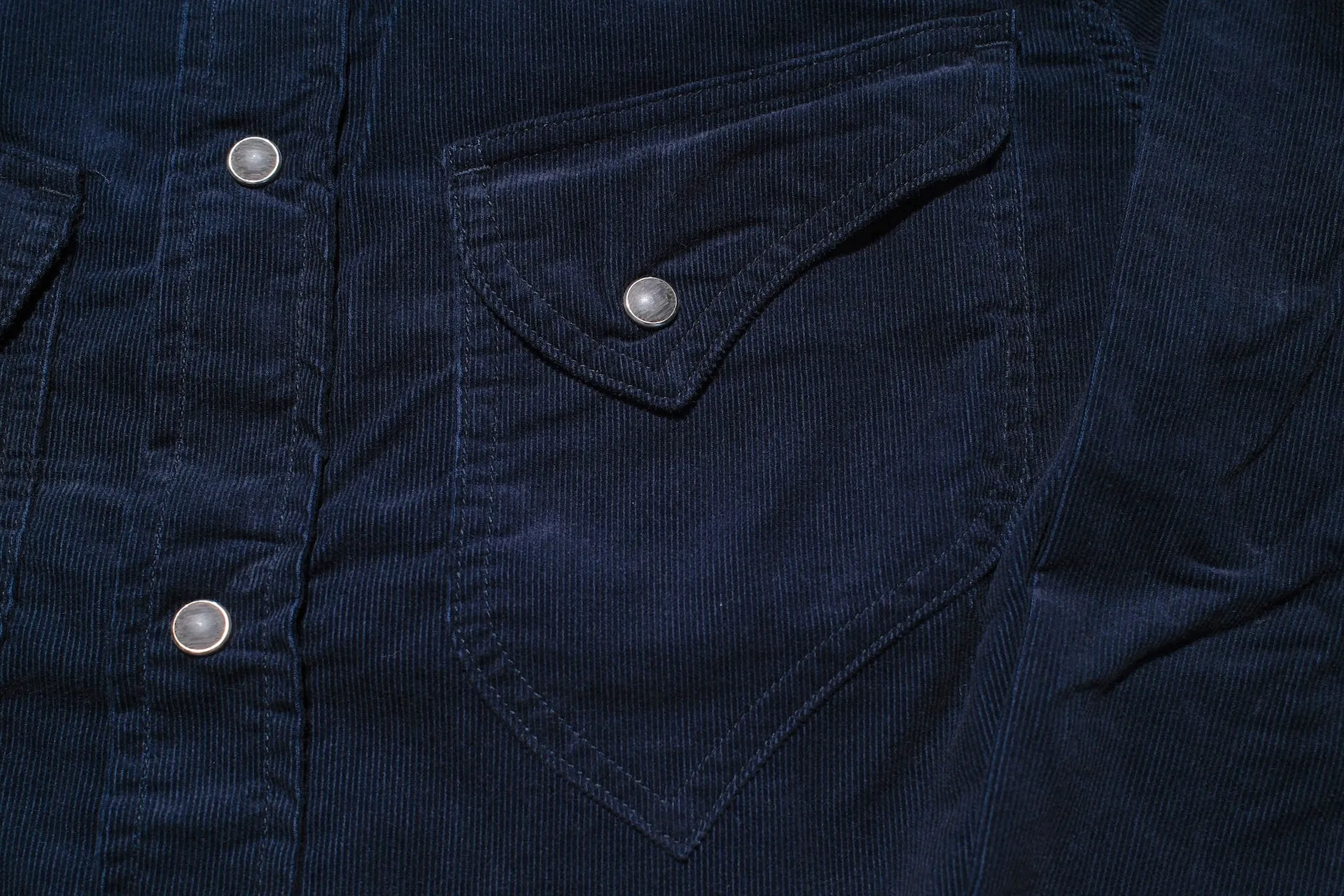 Pure Blue Japan 8oz "Silky-Smooth" Corduroy Western Shirt (Navy)
