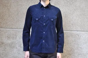 Pure Blue Japan 8oz "Silky-Smooth" Corduroy Western Shirt (Navy)