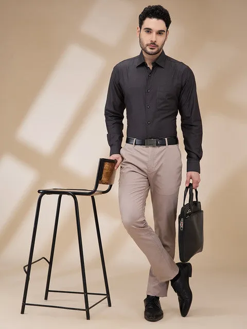 Raymond Men Black Structured Slim Fit Cotton Formal Shirts