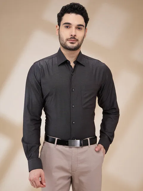 Raymond Men Black Structured Slim Fit Cotton Formal Shirts