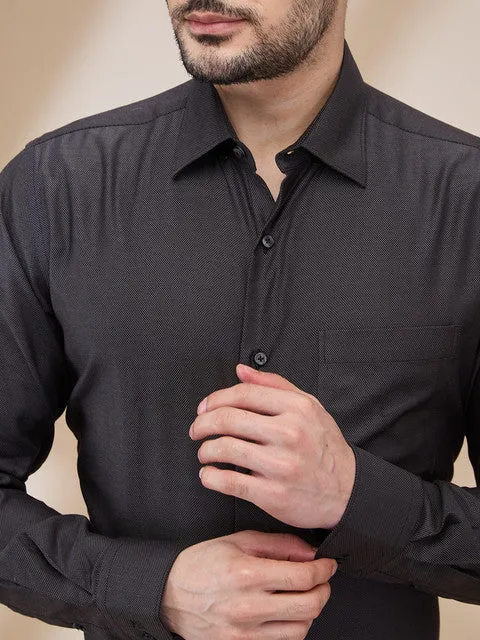 Raymond Men Black Structured Slim Fit Cotton Formal Shirts
