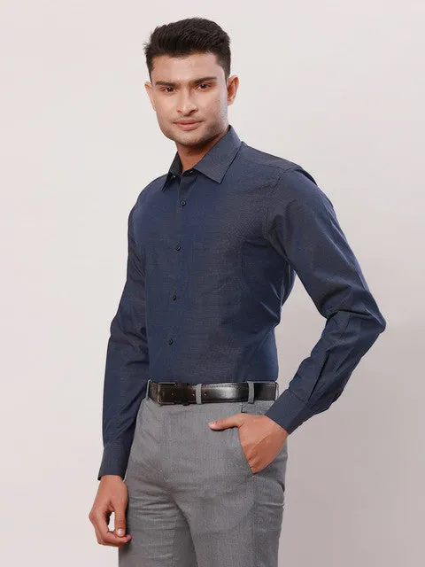 Raymond Men Blue Checks Contemporary Fit Cotton Formal Shirts