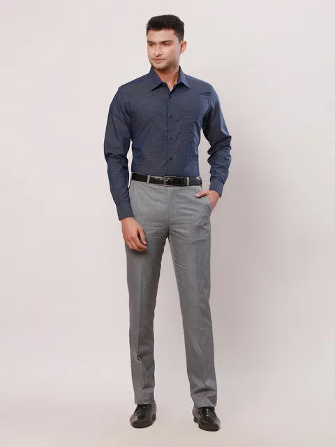 Raymond Men Blue Checks Contemporary Fit Cotton Formal Shirts