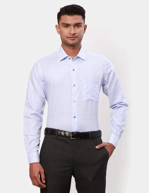 Raymond Men Blue Checks Contemporary Fit Cotton Wrinkle Free Formal Shirt