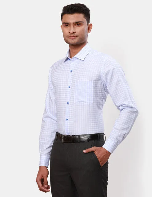 Raymond Men Blue Checks Contemporary Fit Cotton Wrinkle Free Formal Shirt