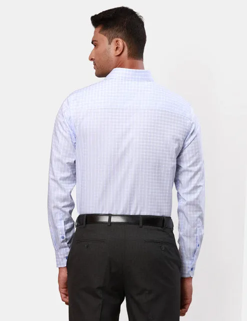 Raymond Men Blue Checks Contemporary Fit Cotton Wrinkle Free Formal Shirt