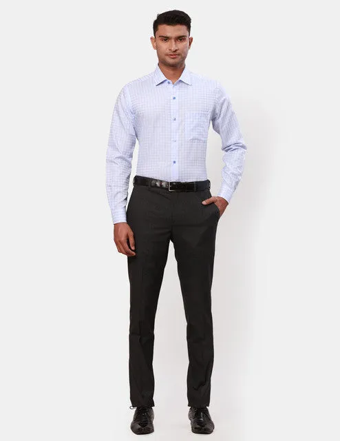 Raymond Men Blue Checks Contemporary Fit Cotton Wrinkle Free Formal Shirt
