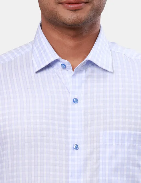 Raymond Men Blue Checks Contemporary Fit Cotton Wrinkle Free Formal Shirt