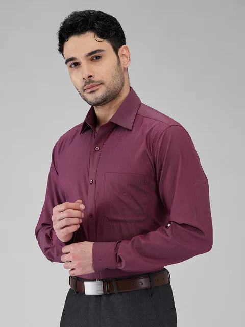 Raymond Men Maroon Structured Slim Fit Cotton Blend Formal Shirts
