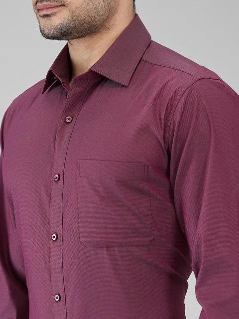 Raymond Men Maroon Structured Slim Fit Cotton Blend Formal Shirts