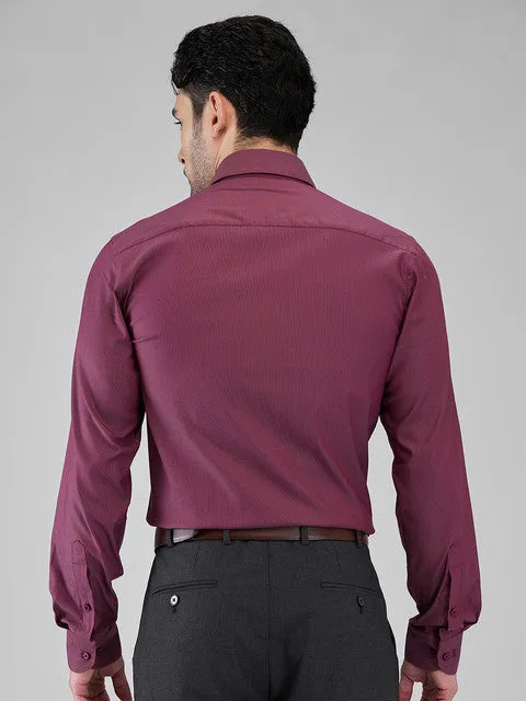 Raymond Men Maroon Structured Slim Fit Cotton Blend Formal Shirts