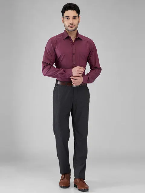 Raymond Men Maroon Structured Slim Fit Cotton Blend Formal Shirts